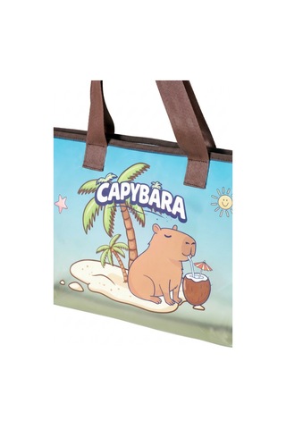 Capybara Figürlü Plaj Çantası Şeffaf Yüzeyli, Geniş Hacimli MAvi
