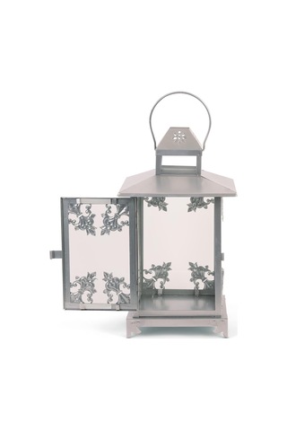 Lexroo Accent Plus Gümüş Yazılı Mum Feneri, Yıkama, 18,4 X 18,4 X 39,4 Cm