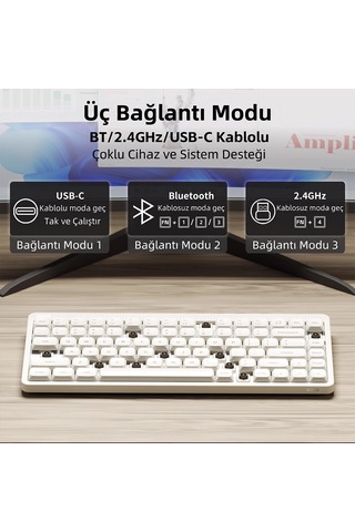 Nuphy Node75 Tri-mode Custom Mekanik Oyuncu Klavyesi Beyaz-blush Nano