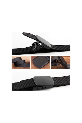 Çantachım Unisex Siyah Tokalı Taktik Kemer Ile Deri Kemer Seti Siyah