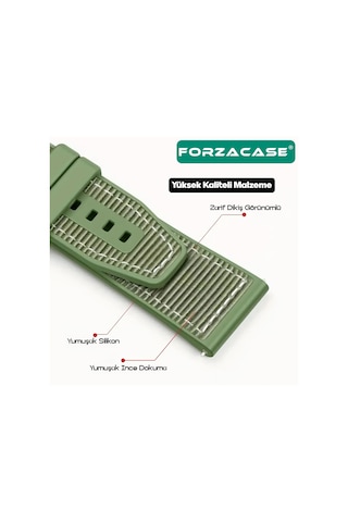 Forzacase Honor Watch Magic 1 / 2 46mm İle Uyumlu Dikişli Kumaş Görünüm Silikon Kordon Kayış - Fc910