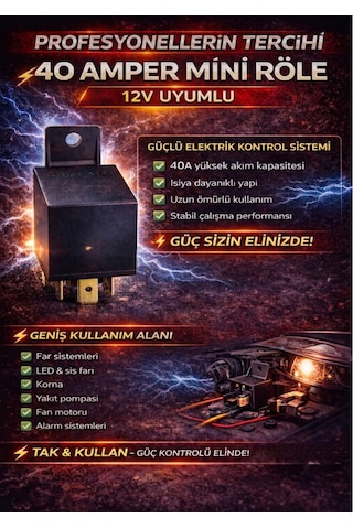 Avenir 12v Röle 4 Uçlu 40 A 30-85-86-87 Tüm Araçlar İçin