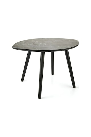 Mermer Desenli Oval Model Sehpa Siyah 70x47x42 Cm Atlantik Çam