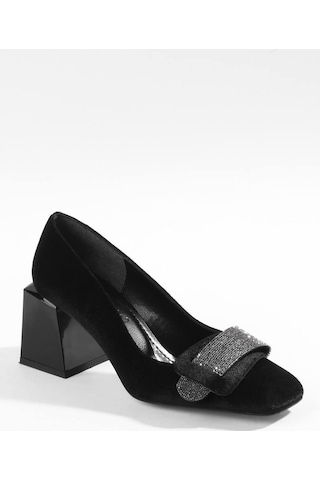 Paris Shoes Paris Siyah Kadife Klasik Topuklu Ayakkabı Z081-siyah Siyah