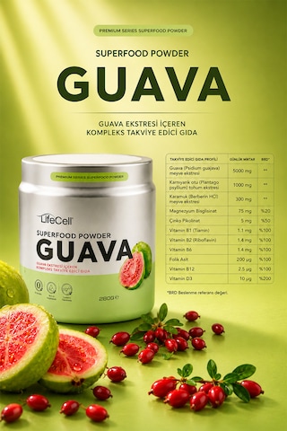 Guava Ekstresi İçeren Kompleks Takviye Edici Gıda - 280g X 8 Adet