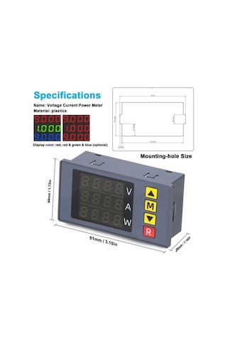 Trendooze Bm730 3 Fonksiyonlu Voltmetre - Akım, Güç Ölçer Ve Alarmlı Düşük/aşırı Voltaj