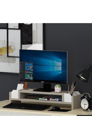 Çınar Monitör Yükseltici Bej-beyaz