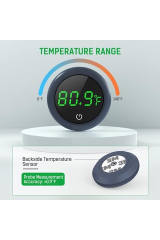Suofeng Akvaryum Sıcaklık Ölçer - Kablosuz Dokunmatik Led Ekranlı - Yüksek Hassasiyetli Fahrenheit Sıcaklık Gösterici Siyah