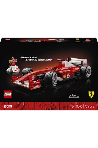 LEGO® Icons Ferrari F2004 ve Michael Schumacher 11375 - Yetişkinler için Sergileme Standı İçeren Model Yapım Seti (735 Parça)