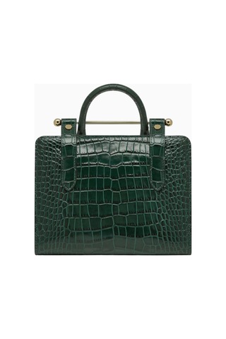 Strathberry Mini Bottle Green Kroko Deri Lüks Tote Çanta, Şık Ve Zamansız Tasarım Omuz Çantası Yeşil