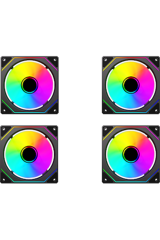 4 Adet 120x120x25mm Double Ring Aynalı Argb 12cm Kasa Fanı Siyah