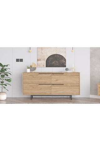 Robin Home Lidya Konsol 4 Kapaklı Metal Ayaklı 160cm Sepet