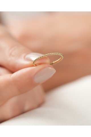 Debora Jewelry 14 Ayar Altın Minimal İnce Top Yüzük