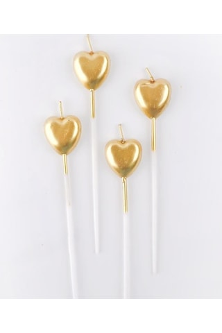 4'lü Kalp Gold Mum Gold