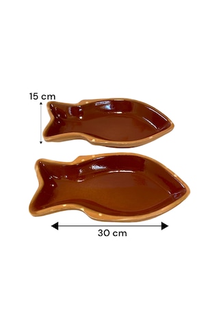 2'li Toprak Sırlı Balık Güveci Büyük Boy 30x15 Cm
