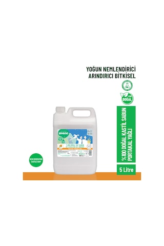 Siveno %100 Doğal Sıvı Kastil Sabun Portakal Yağlı Tazeleyici Nemlendirici Arındırıcı Bitkisel Vegan 5 L