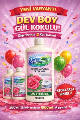 Gül Kokulu Romantik Robot Süpürge Yüzey Sıvısı,robot Süpürge Deterjanı Mop Sıvısı 1000 Ml Dev Boy Tekli