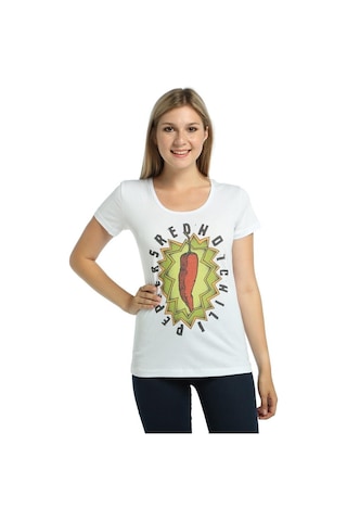 Bant Giyim - Red Hot Chili Peppers Beyaz Kadın T-Shirt Tişört