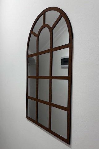 Pencere Ayna Ceviz Renkli Mdf Üzeri Gümüş Aynalı Pleksi 40x60 Cm