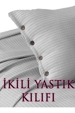 Örgü Desen Yastık Kılıfı 2 Adet Gri