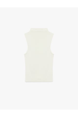 Koton Modal Karışımlı Slim Fit Kolsuz Dik Yaka Bluz Ekru 6sal30116ık Ekru