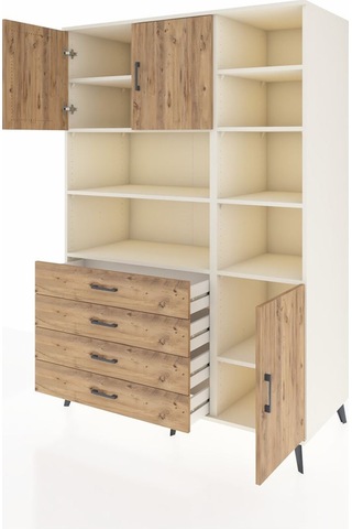 Kronos Dolap 9 Raflı 4 Çekmeceli 3 Kapaklı 132x59x195 Aytaşı-çam/çam Atlas Çam/atlas Çam - Aytası