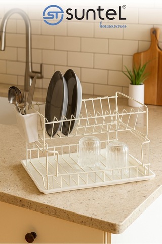 Suntel Suntel Katlanabilir 2 Katlı Tabaklık Bej