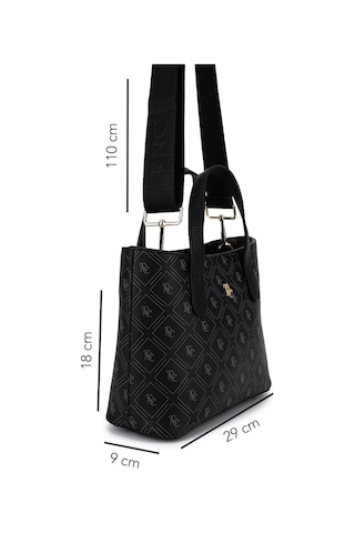 Tamer Tanca Kadın Suni Deri Siyah Desen El Çantası 743 2342 Erk Cnt Sk25-26 Sıyah Gfrj Siyah