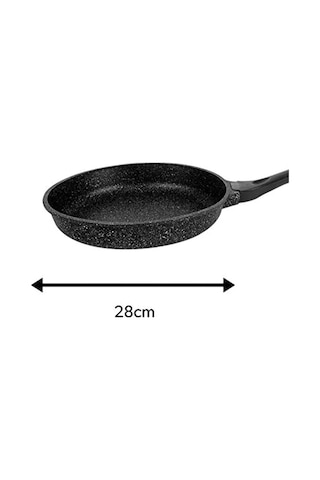 28 Cm Yanmaz Yapışmaz Döküm Maksi Saplı Tava Siyah