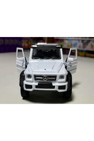 Mercedes 6x6 1/36 Ölçek Beyaz Diecast Çek Bırak Metal Model Araba
