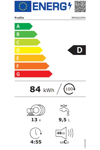 Profilo BMA600MV 6 Programlı 13 Kişilik Ankastre Bulaşık Makinesi