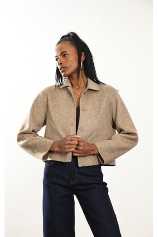 Vizon Gömlek Yaka Kısa Yün Ceket VIZON