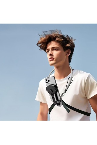 Jmary Mg-02 2in1 Eller Serbest Magnetik Boyun Askılı Telefon Tutucu Gri