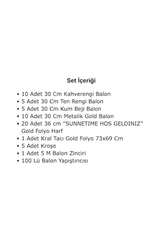 Sünnetime Hoş Geldiniz Gold Folyo Harf Gold Kral Tacı Kahverengi Gold Kum Beji Ten Rengi Balonlar Altın - Kahverengi
