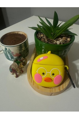 Apple Uyumlu iPhone 1/2. Nesil Koruyucu Bluetooth Kulaklık Kılıfı Cute Duck Figürlü Cute Duck Airpods 1/2. Nesil