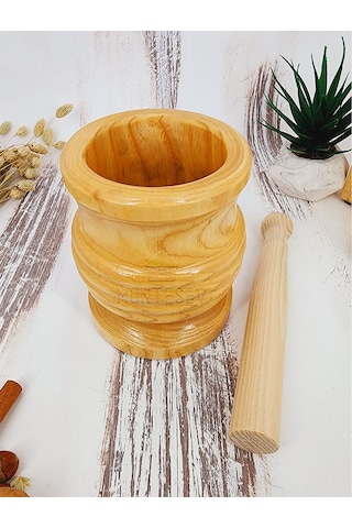 El Yapımı Ahşap Ağaç Havan Sarımsak Döveceği Lüx 8 Lik