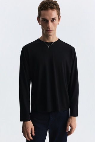 Antioch Relax Fit Uzun Kollu T-shirt Siyah