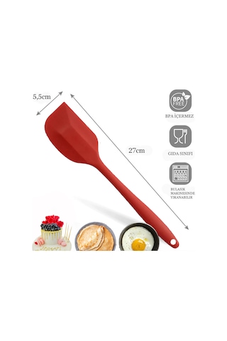 3lü Silikon Spatula Seti Yanmaz Çizmez 27 Cm Gri-Kırmızı-Mor