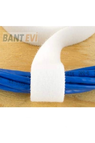 Kablo Toplama Cırtı Beyaz 1metre Cırt Cırt Bant Kablo Düzenleyici