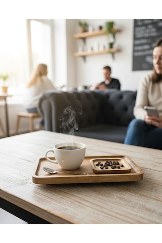 Akasya Ahşap Baharat Altlığı & Sunum Standı Mien Baharatlık Tepsi Sunumluk Kahverengi