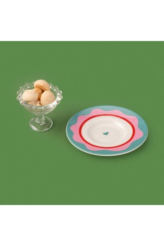 Evidea Kitchen Granny Çay Tabağı - Yeşil / Pembe - 13 Cm Yeşil / Pembe Pembe - Yeşil