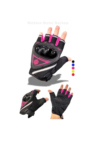Pembe Kısa Yarım Parmak Kadın Motosiklet Eldiveni Mw120p