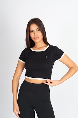 Soft&Basic Regular Fit Crop Basic Kadın T-shirt Siyah