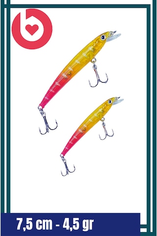 Bizimevde 7,5 Cm 4,5 Gr Rapala Balık Yemi Kurşun Arkası Olta Yem Seti Karbon Çelik İğne 5 Renk