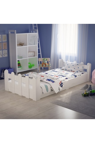 Tuliplife Montessori Karyola Beyaz 90x190 Yatak Uyumlu Oval Kesim Çocuk Yatağı-Tlp-212
