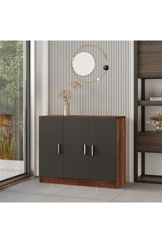 Robin Home Verona E Ofis Çok Amaçlı Dolap Barok- Gri Abanoz