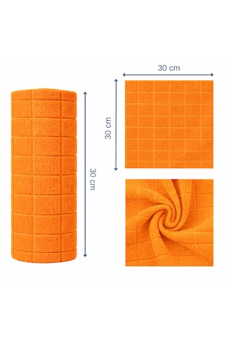 Pureza Turuncu Rulo Mikrofiber Temizlik Bezi 30x30 Cm 20'li- Mutfak, Banyo, Cam Ve Araba Için Turuncu