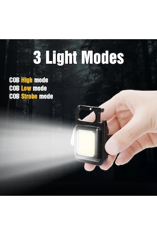 Mini Kamp Feneri-askılı Anahtarlıklı-30 Cob Led Askılı Kamp Lamba Siyah