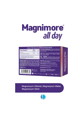Magnimore All Day Magneyzum 60 Tablet Sitrat Malat Bisglisinat Vitamin B6 P5P