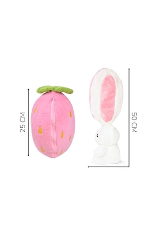 Özgüner Oyuncak Pelüş Çilek Tavşan,fermuarlı Meyve Çantasında Nakışlı,40 Cm,pembe, Kırmızı, Karpuz, Anana Genel